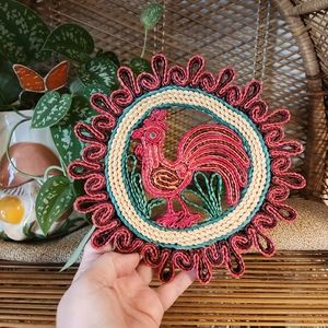 *SOLD*Woven Rooster Trivet
